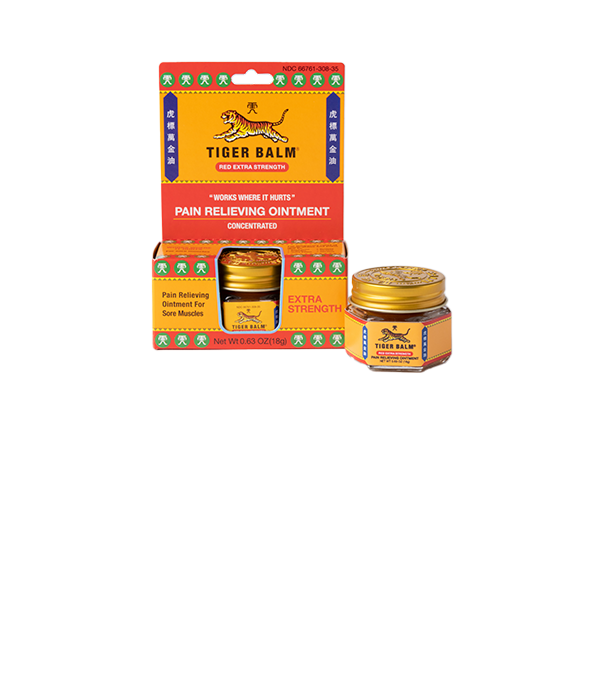 Tiger balm Red extra strength ointment with packaging and bottle